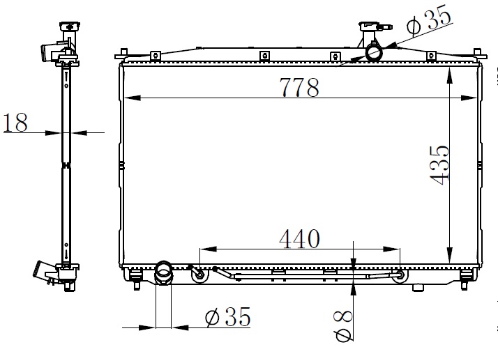 BSG 40-520-021 Su Radyatörü Brazing A/T 435x768x18 Santafe
