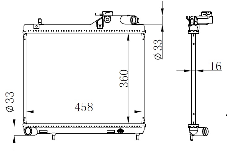 ORIS BHY046D16 Radyatör Brazing Accent Admire 1.5 Crdi 02-05 Mek Ac Klimasiz 458x360x16