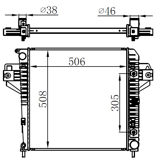 16-1206B Su Radyatoru Brazing Jeep Cherokee 3.7 4x4 A-T/M-T Ac+/- 2001-2008