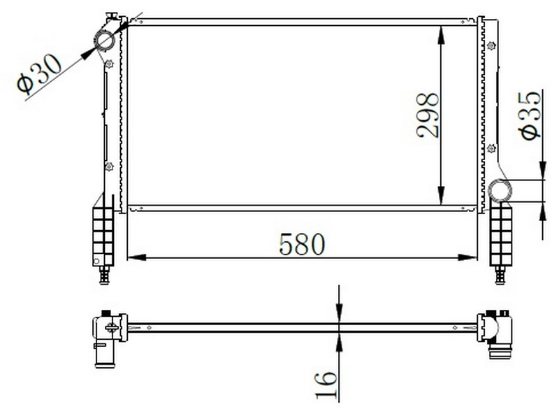 ORIS BFI046016 Radyatör Brazing Doblo 01> 1.2-1.6 16v-1.9d Mek Klimasiz 580x298x16
