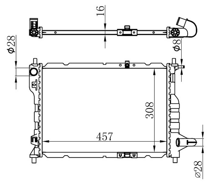 ORIS BCH111016 Radyatör Brazing Chevrolet Spark 1.0i 05 > Mek 457x308x16
