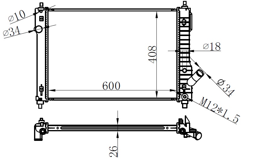 ORIS BCH033026 Radyatör Brazing Chevrolet Aveo 08 > Mek 600x408x26