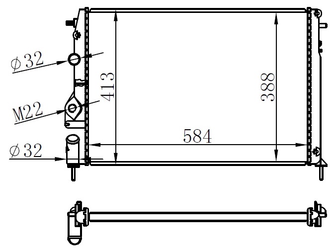 ORIS MRN001023 Radyatör Mgn I-Scenic 1.4-1.6-1.8-2.0 16v Ac Mek Logan 1.5 Dci 586x415x23