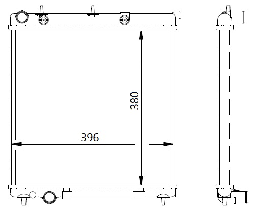MGA-80394 Su Radyatoru Mekanik ( Peugeot 206 / 207 / 1007 1.4 Hdi-Citroen C2 / C3 / C3 Ii 1.4 Hdi ) 380×396x23