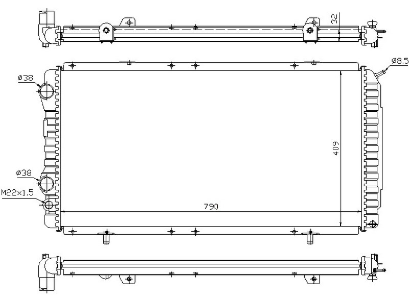 ORIS MFI189034 Radyatör Boxer-Ducato-Jumper 97-02 1.9d-2.5d-2.8hdi Ac Mek 790x415x34
