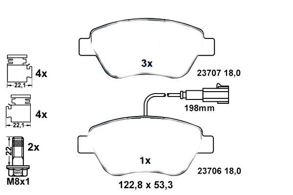 FIA-77364637E Fren Balatasi On (Fiat 500 Fiorino 1.3 Jtd 1.4 Alfa Romeo Mito 1.4 Peugeot Bipper Citroen Nemo 1.4 1.4 Hdi)