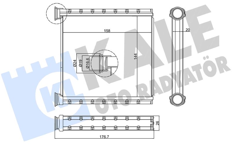 KALE 370705 Kalorifer Radyatörü Spin 16 > Borusuz Brazing Al/Al 20 Mm