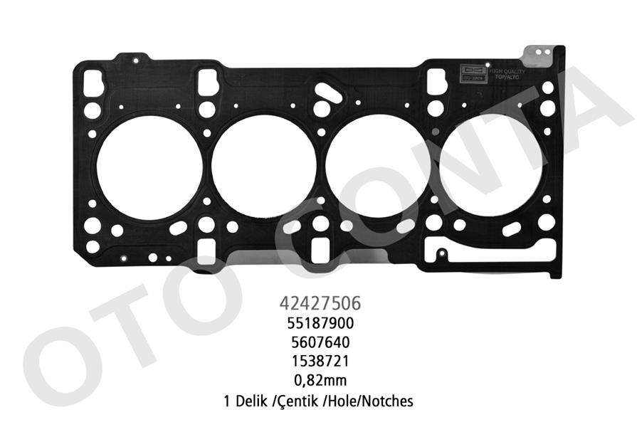 OTOCONTA 42427506 Silindir Kapak Contasi 0.82mm Astra H-Astra J-Corsa C-D-E Meriva A-B Aveo-Linea-Punto-Fiorino-Egea Doblo-Nemo-Bipper 1.3 Cdti Mtj-Dth-Dt-Dte-Dtj-Dtn-Dtr-Jtd-Hdi-Fhz 1 Çentik -55278855