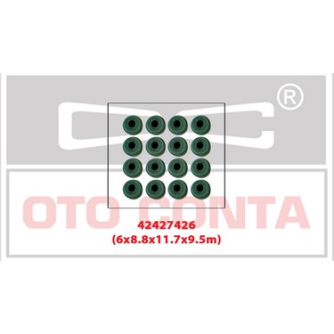 OTOCONTA 42427426 Subap Lastiği Viton 16 Ad 6x8.8x12.2x9.7mm Clio Ii-Iii 1.2 16v-1.5dci-Kng 1.5 Dci-P106-P206-P307