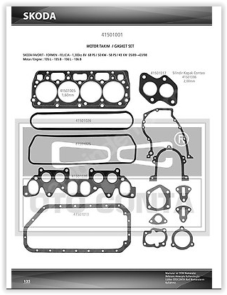 OTOCONTA 41501001 Motor Takim Contasi Keçesiz Favorit