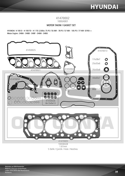 OTOCONTA 41470002 Motor Takim Contasi Full Keceli H100-L200-L300 Td
