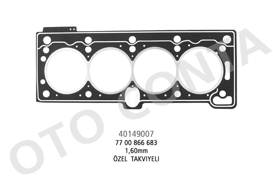 OTOCONTA 40149007 Silindir Kapak Contasi Renault Megane I-Clio Ii-Symbol 1.4-1.6 8v-R19 1.4i-Dacia Solenza K7m-K7j Lpg Li Araçlara Özel Takviyeli 1.60mm Beyaz