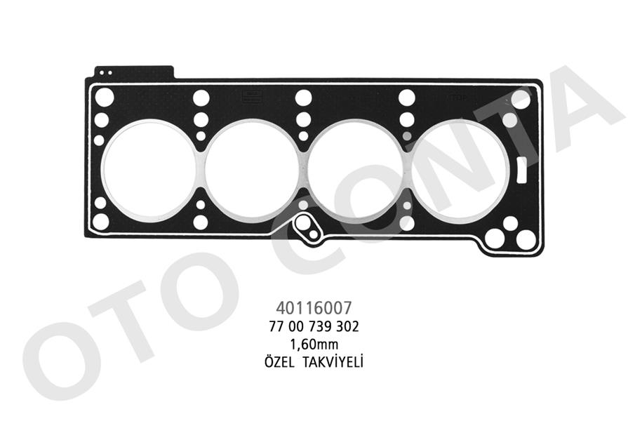 OTOCONTA 40116007 Silindir Kapak Contasi Clio I-Kangoo-Megane I-R19 1.4 E7f-E7j Lpg Li Araçlara Özel Takviyeli 1.60mm Beyaz