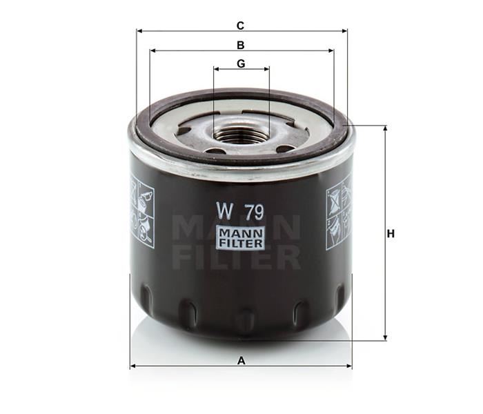 MANN W79 Yağ Filtresi Clio Iii 05> Cliov 19> Fluence 09>Logan 05>Megane Ii 02>08 Megane Iii 09> Master Ii 01> Qashqai 06>12 Juke 10> Micra V 16> 1.0 Sce 1.5 Dci 1.9 Dci