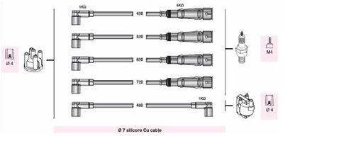 AVW-94221 Buji Kablosu Volkswagen Vw Golf Ii Cat 1,3  8v Hk,Mh Vw Golf Iii 1,4-1,6 8v Abu-Abo-Aex-Aea-Aee Vw Polo 1,0 - 1,3 -1,6  8v Aak-Acm-Aev-Hk-Mh