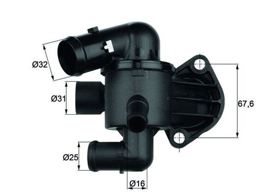 MAHLE TI33.87 Termostat Komple Passat-Scirocco 09 > 2.0 Tdi 87c