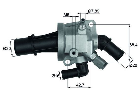 MAHLE TI164.88 Termostat 88 C Fiat Albea 03>09 Doblo 02> Panda 04> Punto 03>12 500 07> Opel Combo C 05>12 Corsa C 05>10 Meriva A 03>10 1.3d Mjet 1.3 Cdti