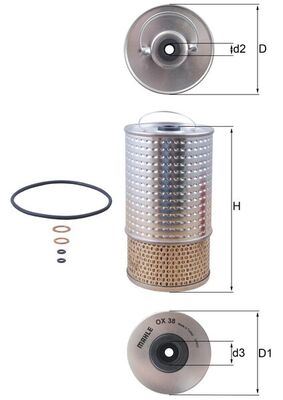 MAHLE OX38D Yag Filtresi Mercedes Om601 Om602 Om603 W201 W202 W124 W140