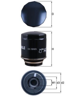 MAHLE OC593.3 Yağ Filtresi Golf Vi-Jetta Iv-Polo-Touran-Passat-Tiguan-Beetle-A3-Ibiza-Fabia-Octavia 1.4 Tsi