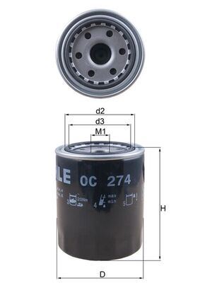 MAHLE OC274 Yağ Filtresi H100 93-00 H-1 97-00 Starex 97 > 2.5d - 2.5td