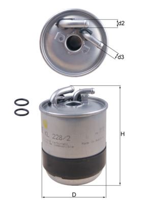 MAHLE KL228.2D Yakit Filtresi Mercedes Om642 W204 C219 W164 W463 W639 B906