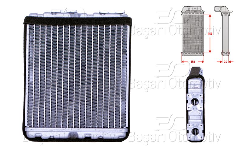 KALE.İ370595 Nissan Pick Up (D22) 2.4d 2.5d 98<05 ; Skystar 2.5d 4x4 01=> (At/Mt) [Brazing Al/Al] [26mm] Kalorifer Radyatörü