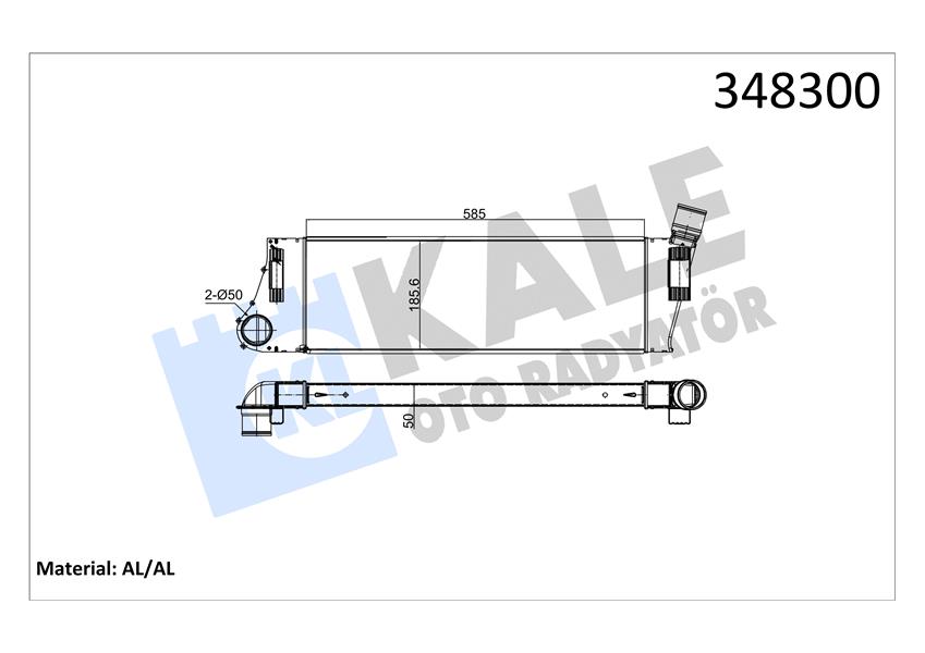 KALE 348300 Turbo Radyatörü Intercooler Mgn Ii-Scenic Ii 1.5dci-1.9dci Al-Pl-Brz 586x187x40