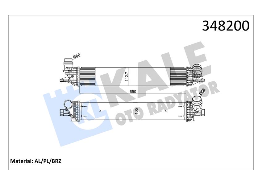 KALE 348200 Turbo Radyatörü Intercooler Lgn Iii 2.0 Dci Al-Pl-Brz 652x112x108