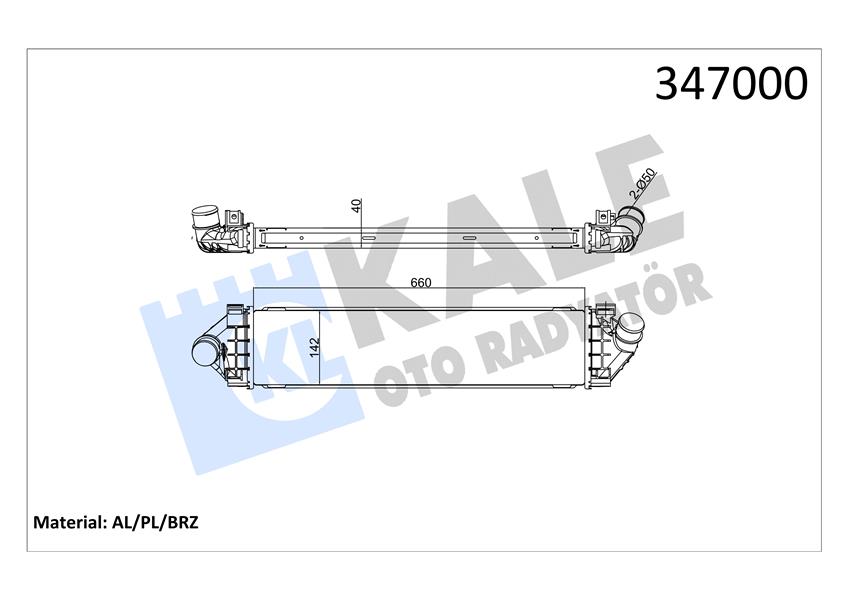 KALE 347000 Turbo Radyatörü Ford Kuga-Mondeo-Smax Volvo S60-S80-V60-V70 07> 2.0 Tdci Volvo S80 Ii S60 V70 Iii 1.6drvie 2.0tdi 10>