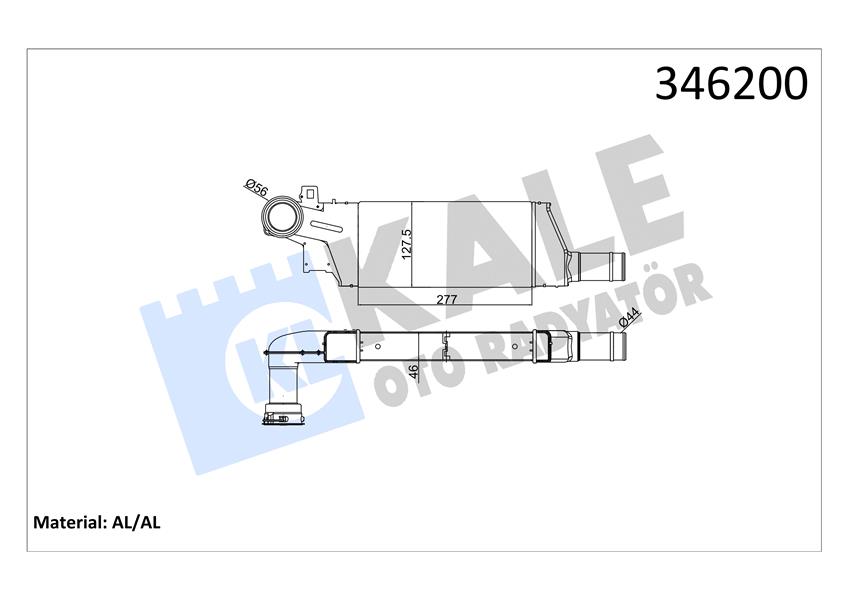 KALE 346200 Turbo Radyatörü Intercooler Combo-Corsa C-Tigra Al/Pl/Brz 279x127x46