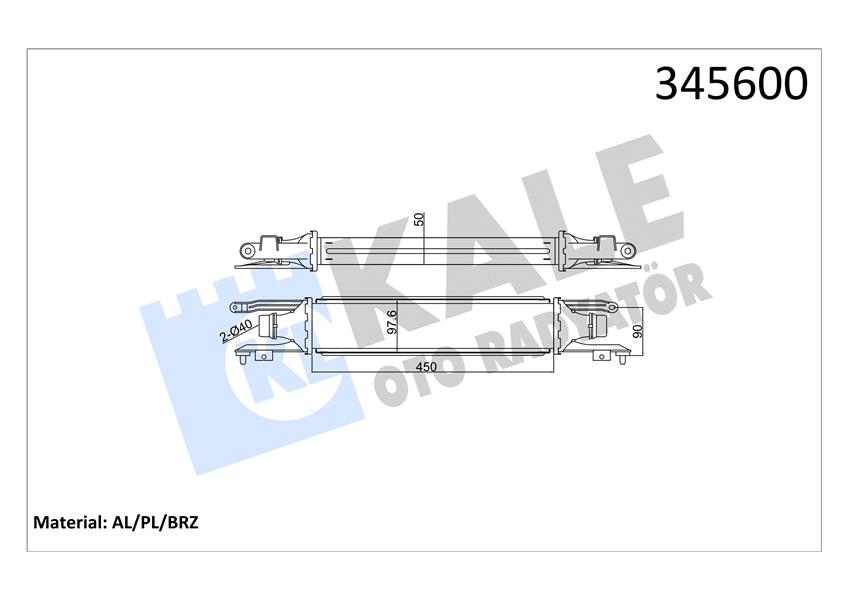 KALE 345600 Turbo Radyatörü Intercooler Corsa D Al/Pl/Brz 450x97x52
