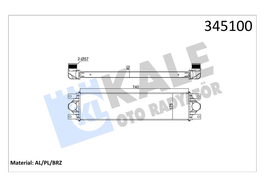 KALE 345100 Turbo Radyatörü Intercooler Master Ii-Iii-Movano 2.5dci Al/Pl/Brz 738x175.3x40