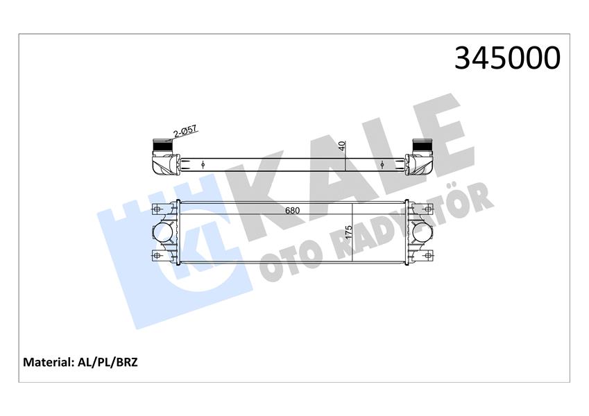 KALE 345000 Turbo Radyatörü Intercooler Master Ii-Movano 2.5-2.8 Dti Al/Pl/Brz 678x175.3x40