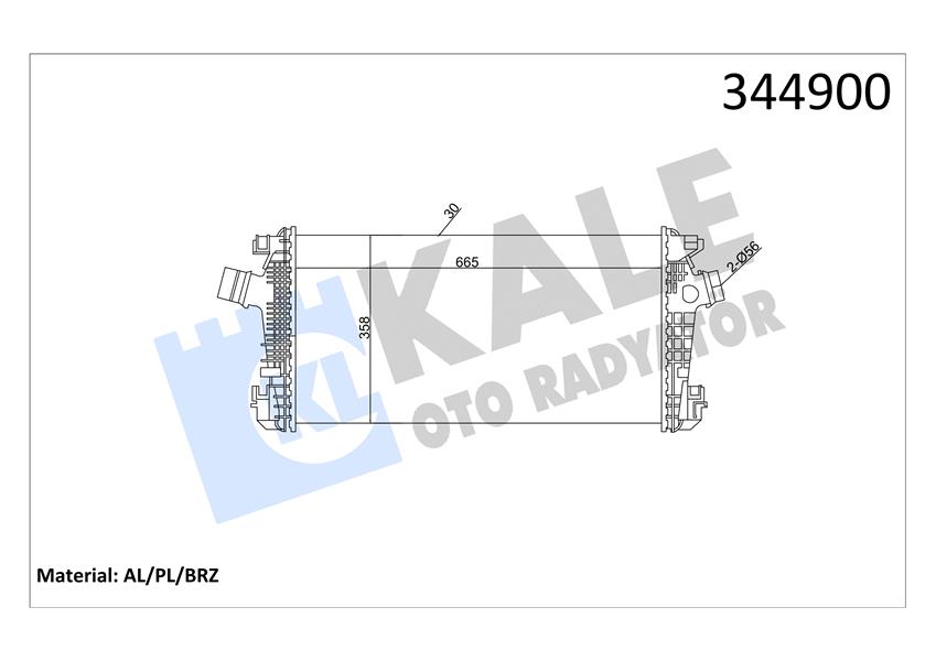 KALE 344900 Turbo Radyatörü Intercooler Astra J-Cruze J300-J305-J308 -Zafira Tourer C Al/Pl/Brz 665x35