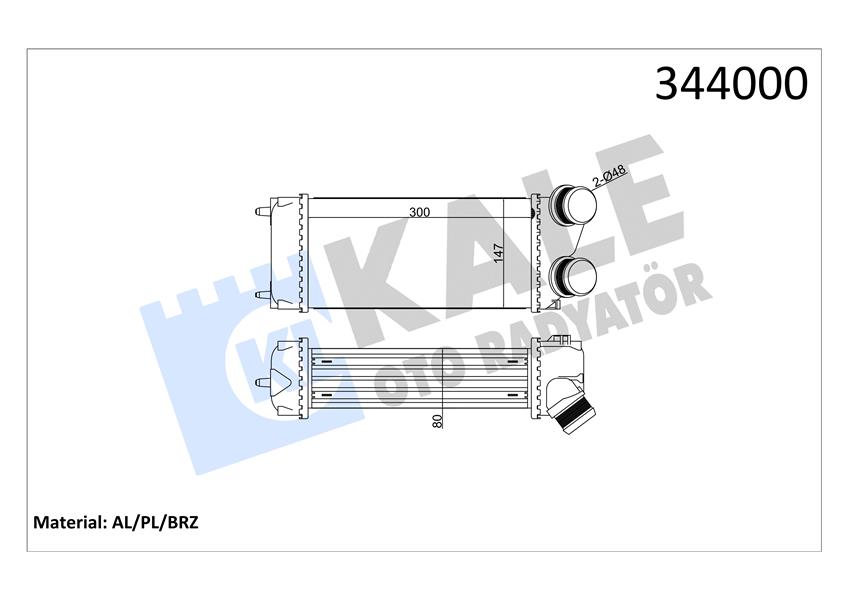 KALE 344000 Turbo Radyatörü Intercooler C4-C4 Picasso-P307-P307 Sw Al/Pl/Brz 300x147x85