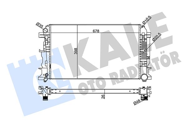 KALE 373900 Motor Su Radyatoru Mercedes Sprinter B906 . Vw Crafter 30-35-50 678x398x26