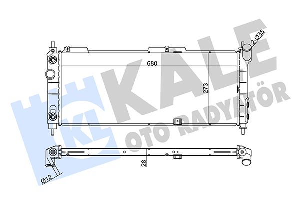 KALE 371400 Su Radyatörü Opel Corsa B-Combo-Tigra 1.2i 1.4i 1.6i 16v 93 > At Ac Brazing 680x273x28