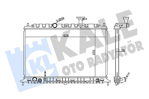 KALE 359100 X Radyatör Kia Rio Ii 1.4 16v-1.6 16v-Cwt 05 > Mekanik Ac /- Al/Pl/Brz 370x645x26