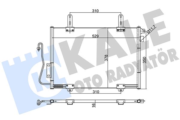 KALE 389400 Klima Kondenseri Kng 01> 1.9dti Al/Al 528x348x16