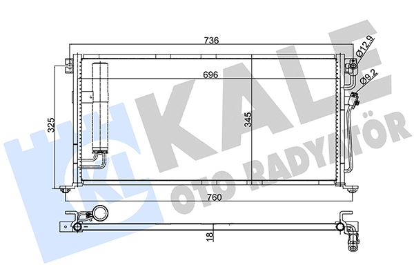 KALE 388100 Klima Kondenseri Mitsubishi Lancer Al/Al 696x338x16