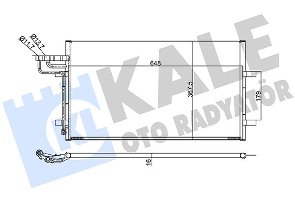KALE 386100 Klima Radyatoru Kondenseri Focus Cmax 03-07 1.6-1.8-2.0-1.6tdci-1.8tdci-2.0tdci 628x371x16