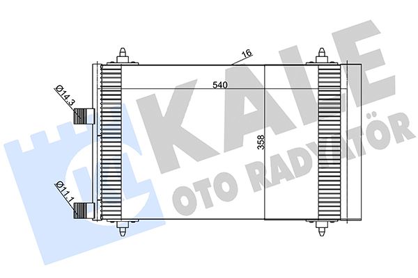 KALE 385600 Klima Radyatörü Kondenser Peugeot P307-P307 Sw Citroen C4-C5 2.0 Hdi Al/Al 540x358x16
