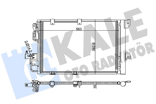 KALE 381900 Klima Radyatörü Kondenseri Astra G-Zafira 1.2 16v-1.4 16v-1.6 16v-1.8-2.0 16v Al/Al 573x383x16