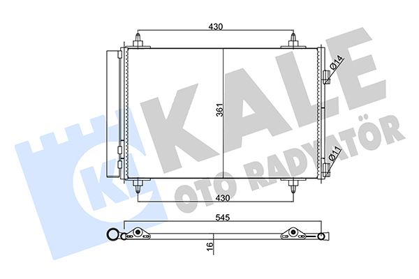 KALE 377900 Klima Kondenseri Berlingo-Partner 08>C4 04>307 00>1.4 16v1.6 16v-2.0 16v Al/Al 570x359x16