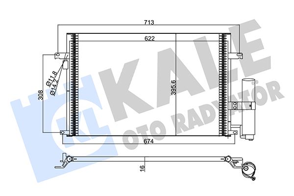 KALE 377100 Klima Radyatörü Kondansörü Chevrolet Lacetti-Nubira 05>13 Al/Al 622x407x16