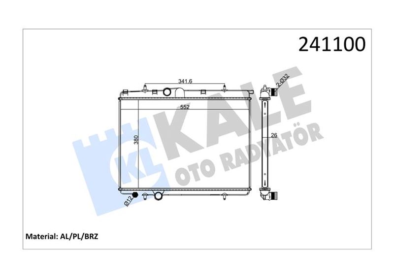 KALE 2056011AB Radyatör P206 1.4hdi Turbo Diesel 1.6i 16v-1.9d-2.0hdi Turbo Diesel - 2.0i 16v 1 Sira Alb Sistem