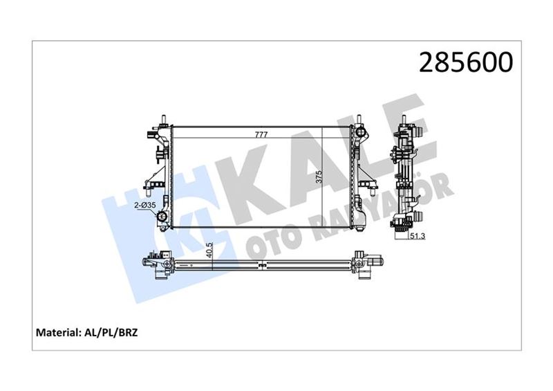 KALE 2052021AB Radyatör Ducato 2.3jtd-3.0jtd-Boxer-Jumper 3.0 Hdi 06 > Klimali Mek 1 Sira Alb Sistem