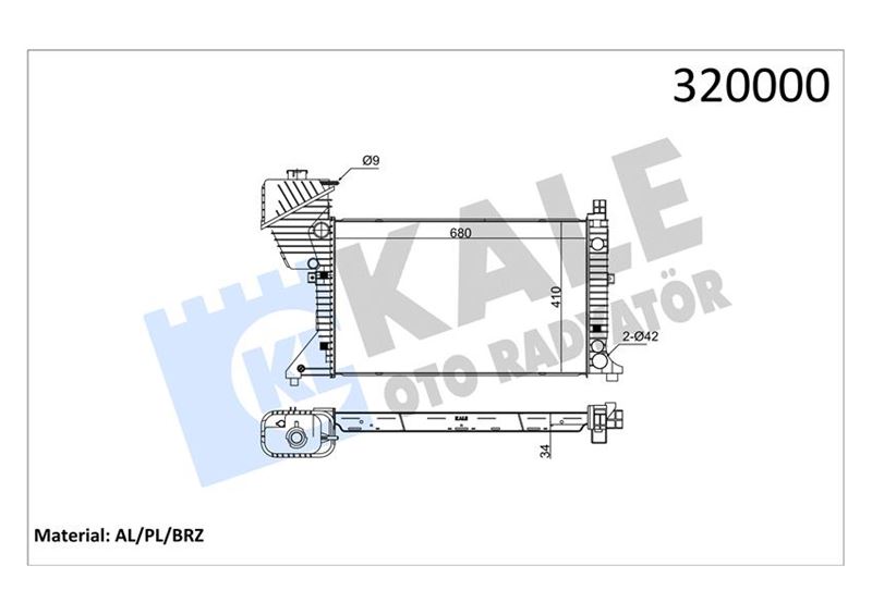 KALE 0915021AB Motor Su Radyatoru Mercedes Sprinter B901>B904 Manuel Sanziman