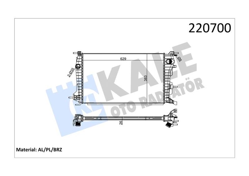 KALE 0559021AB Radyatör Renault Fluence Diesel 1 Sira Alb Sistem Braizing