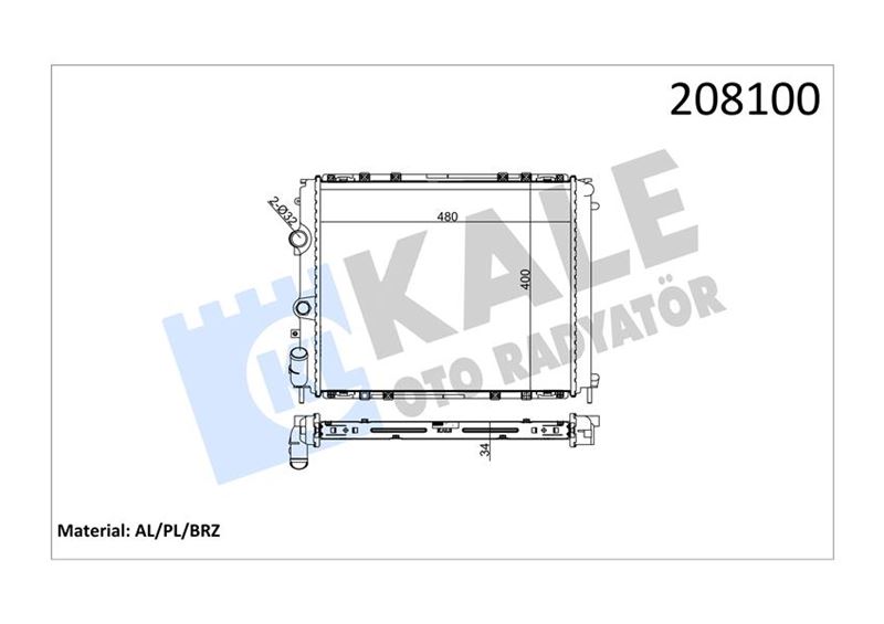 KALE 0534341AB Radyatör Clio Ii 98>Kng 98-03 Ac Mek 480x391x34 1 Sira Alb Sistem